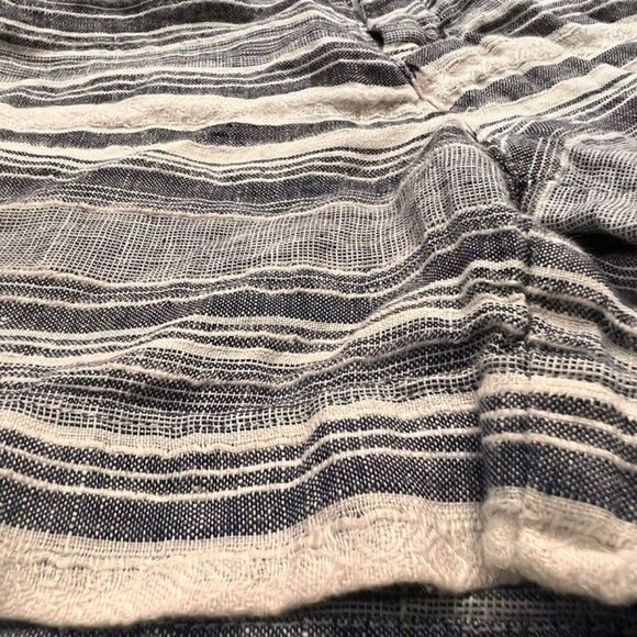 Artisan Ny Women’s Boho Striped Blue & White Linen Summer Short Mid Rise Size 4 - Picture 3 of 10